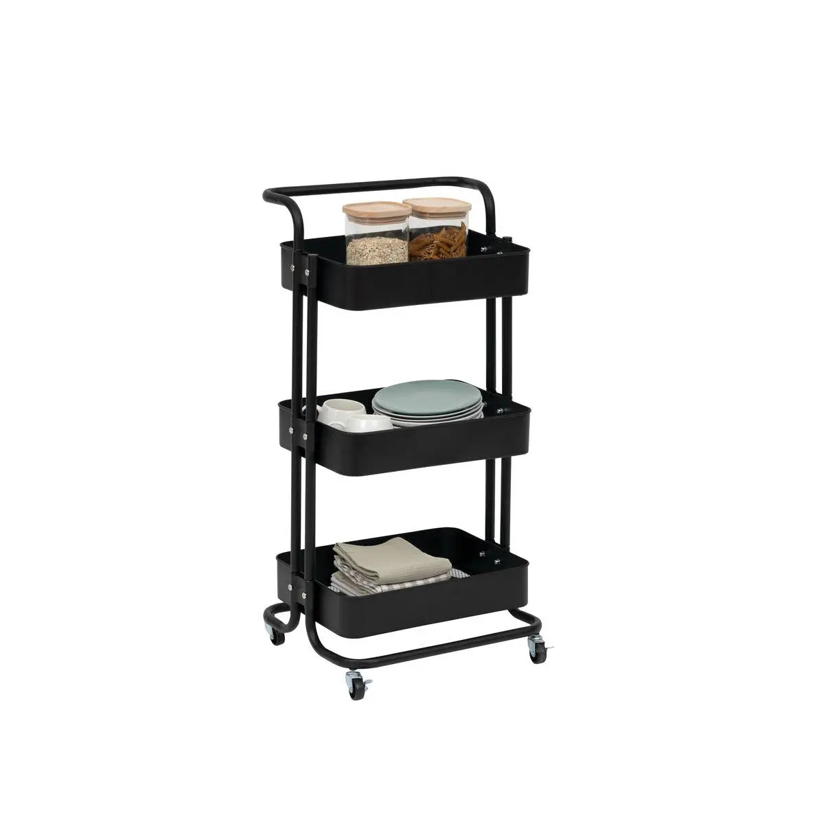 Cărucior de bucătărie 5five Black Edition, Negru, Metal, 3 niveluri