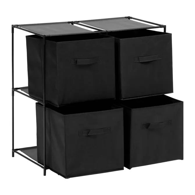 Рафт 5five Mix'n Modul, 4 отделения и 4 кутии за съхранение, 68 x 34 x 67 cm, Черен