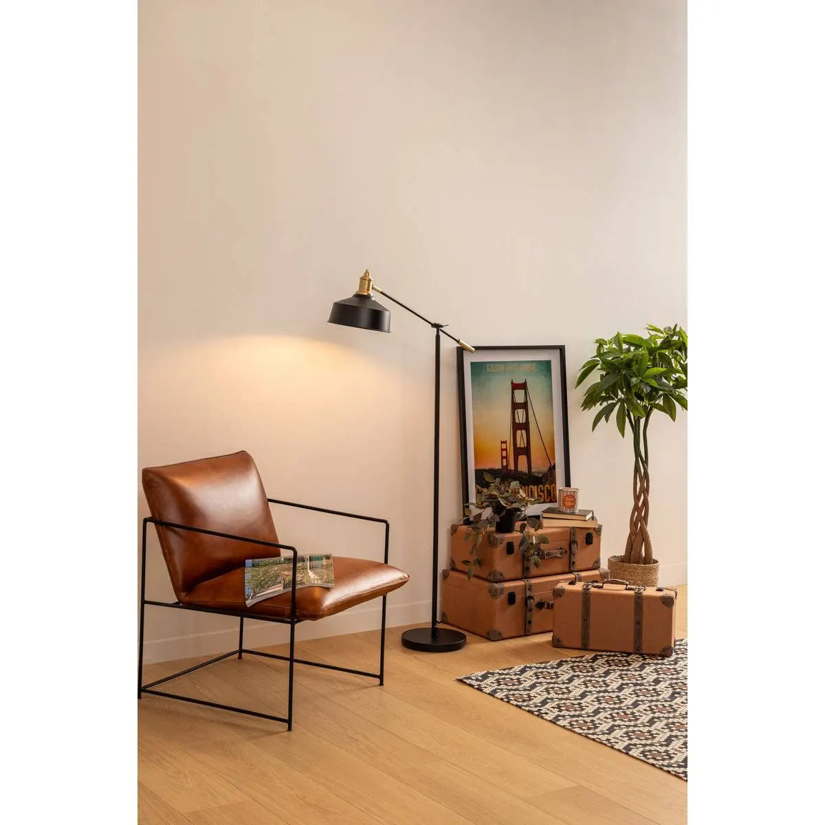 Lampion Atmosphere Flower Factory, Metal, Negru, 155 cm