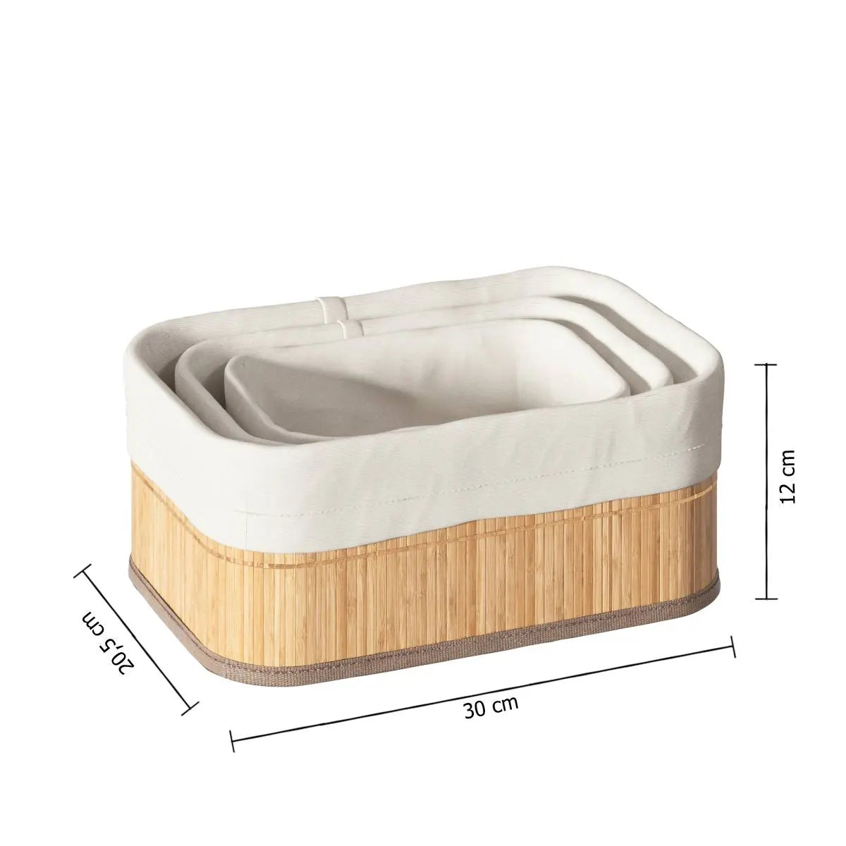 Set de 3 coșuri de depozitare 5five, Bambus, Natural