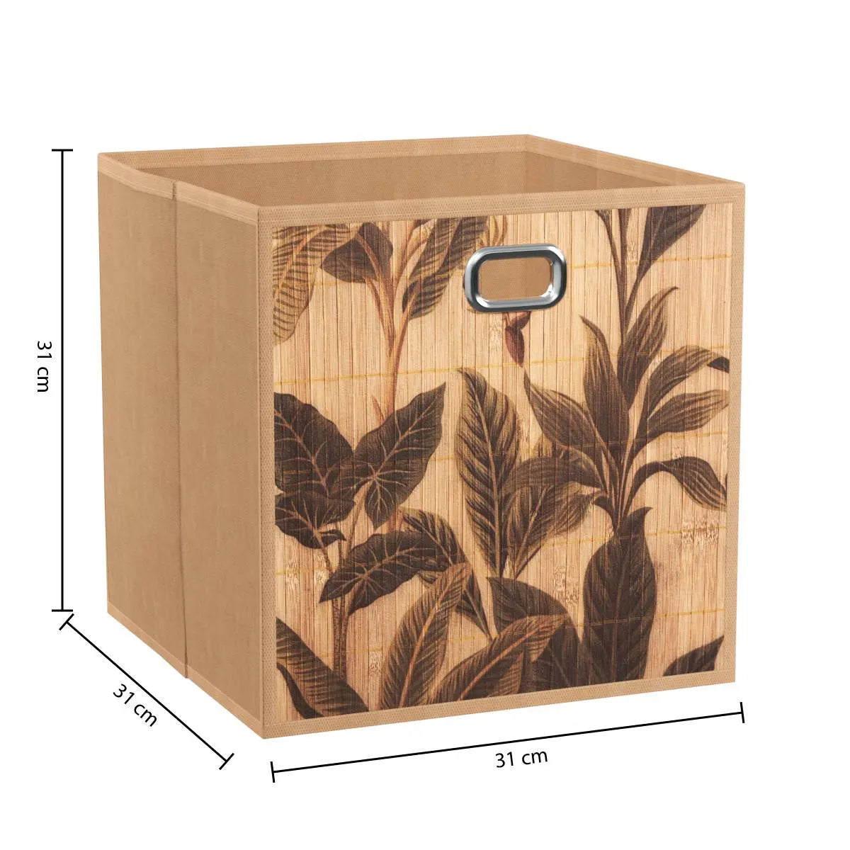 Coș de depozitare 5five, Bambus, Imprimeu, 31x31 cm