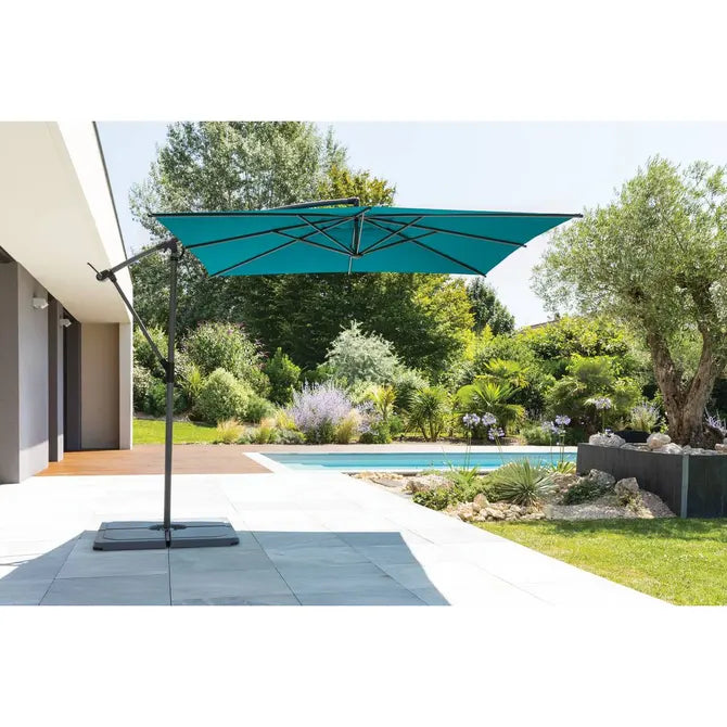 Градински чадър със странична стойка Hesperide Manoa, Синьо-зелен, 2.5x2.5 m