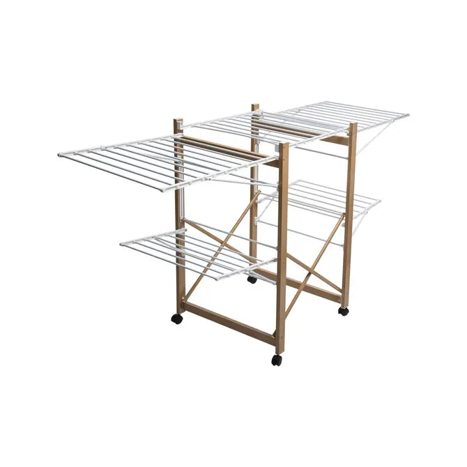 Uscător de rufe 5five cu efect de lemn și 4 roți, efect metalic de lemn, 27 m