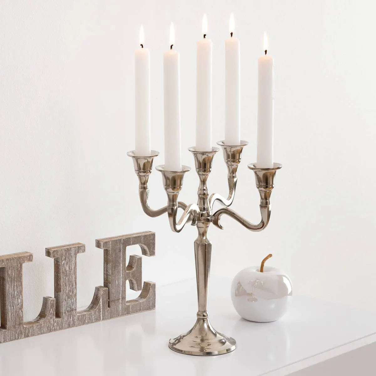 Sfeșnic cu 5 brațe, atmosferă, metal, 27 cm