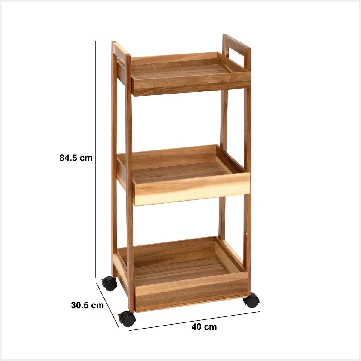 Cărucior de bucătărie 5five, Acacia, 3 niveluri, 40x31x85 cm