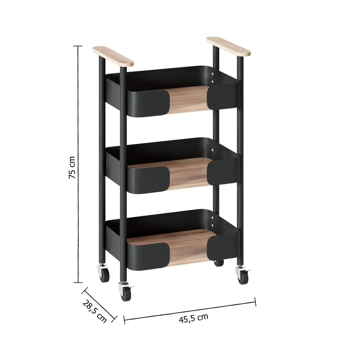 Cărucior de bucătărie 5five Blackwood, mediu, metal și MDF