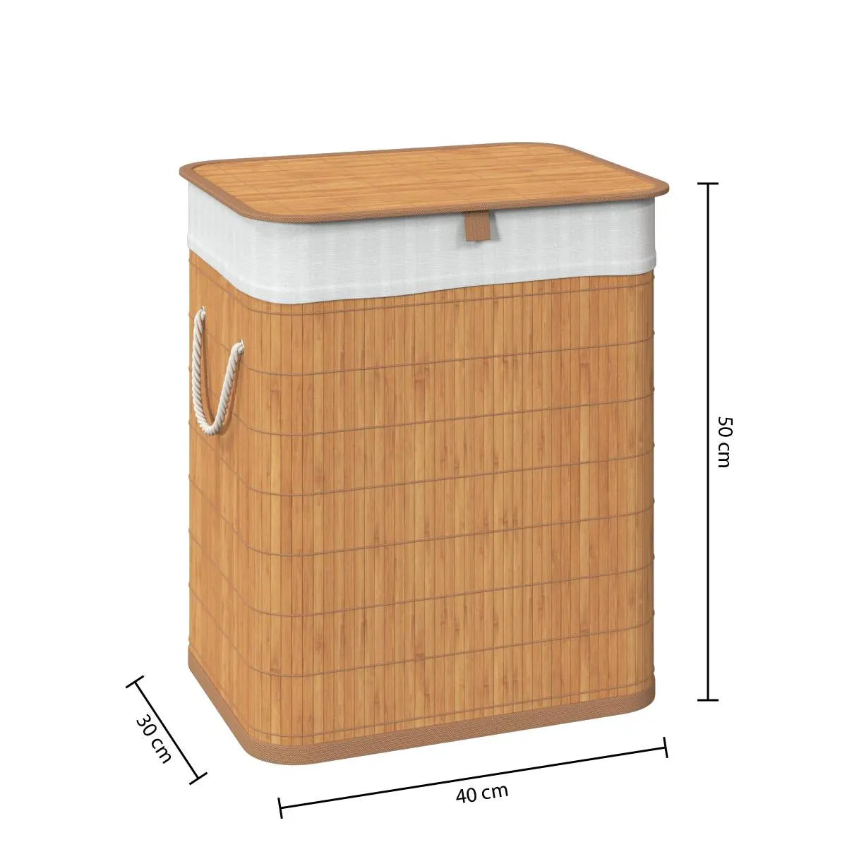 Coș de rufe 5five, Bambus, Dreptunghiular, 60 l