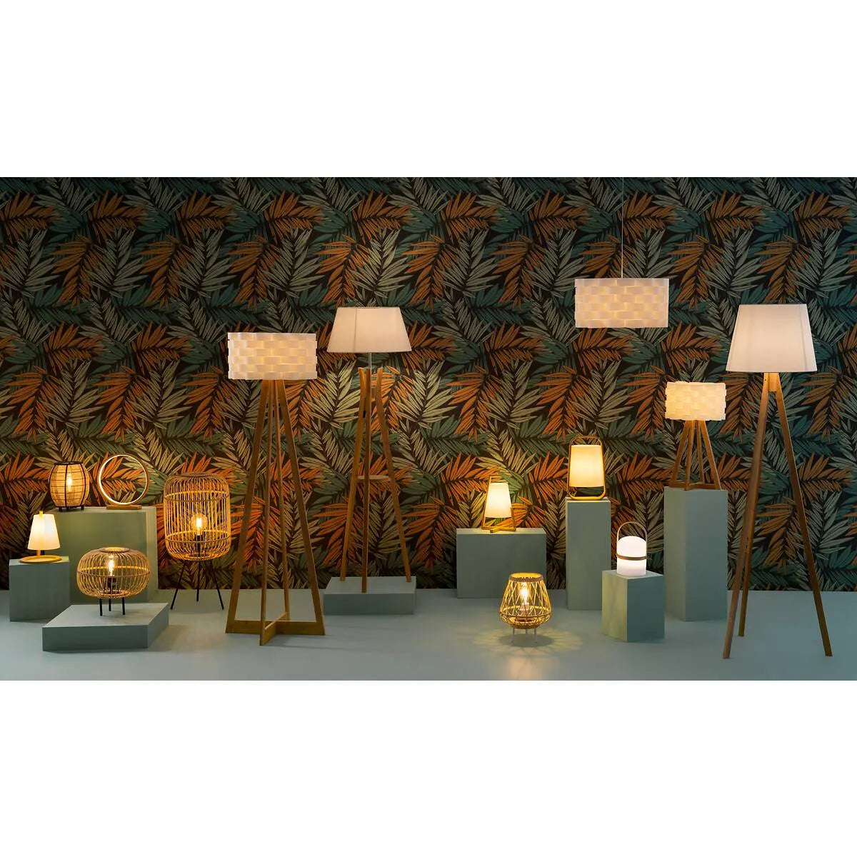 Lampion atmosphera Bahi, Bambus, Alb, 160 cm