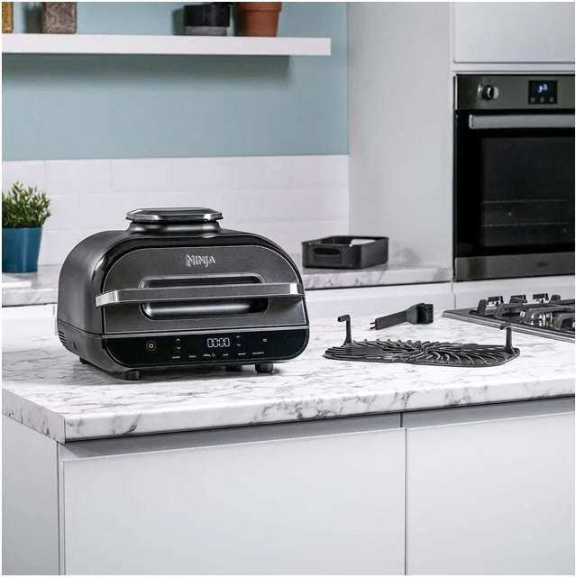 Grătar electric Ninja AG551EU, 2460W, 6 funcții, Oală de gătit 3,8 l, Friteuză 3,8 l, Negru