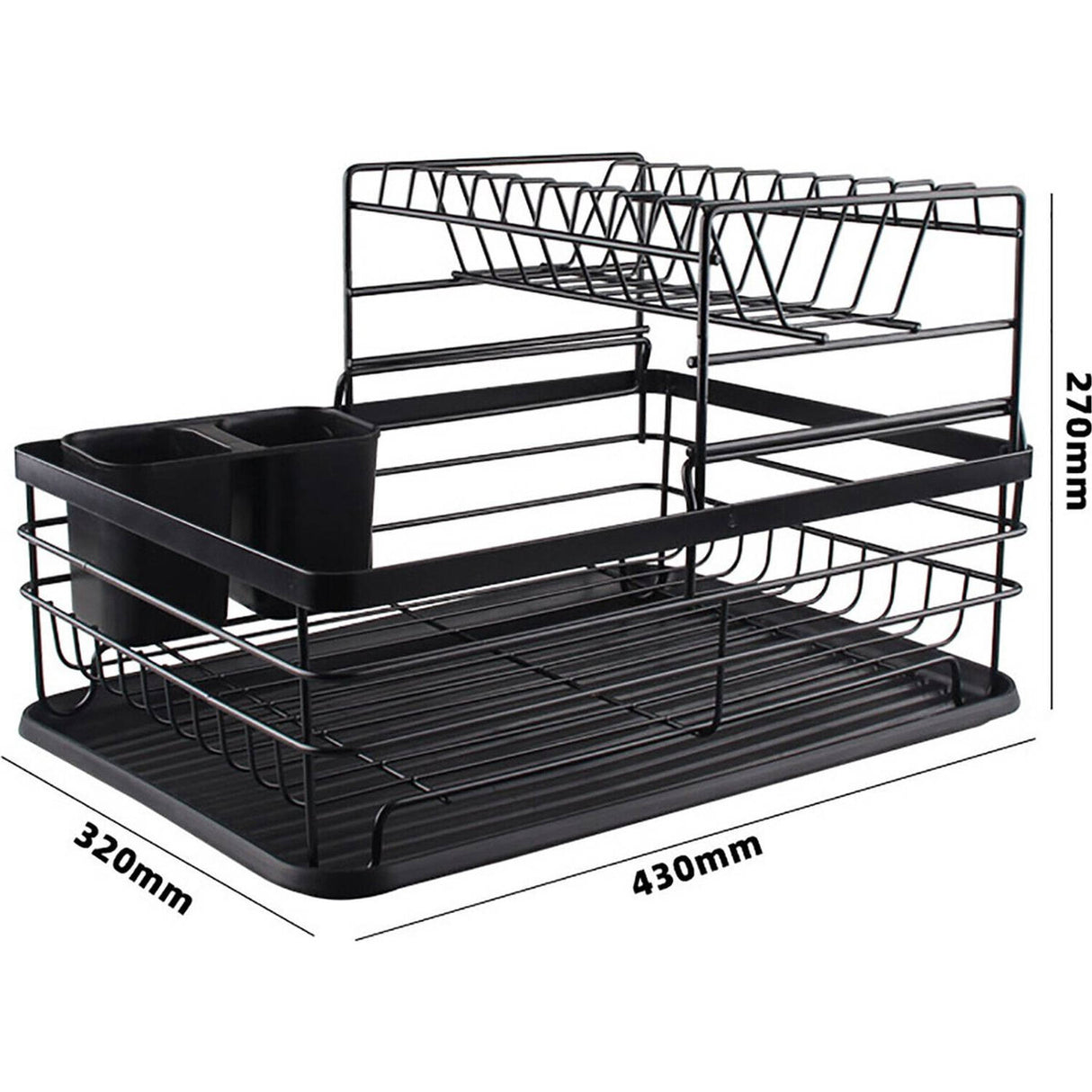 Uscător de vase KingHoff 1716, 2 niveluri, Negru