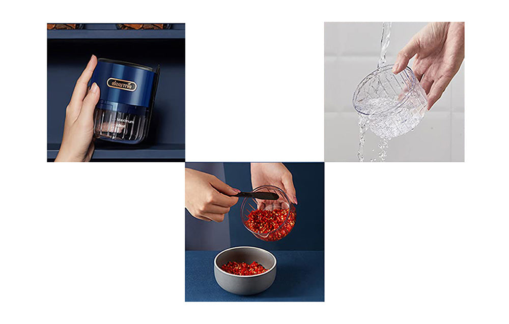 Tocător electric de legume Deerma JS100, 40W, 150 ml, Albastru