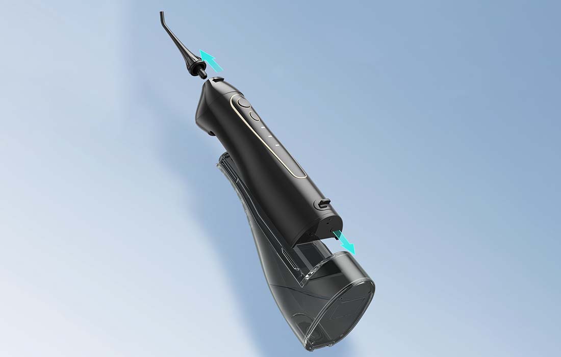 Set periuță de dinți cu ultrasunete FairyWill FW-507+FW-5020E și ață dentară, negru