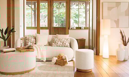 Puf XL Atmosphere Nesky, Boucle, Alb, Ø81 cm