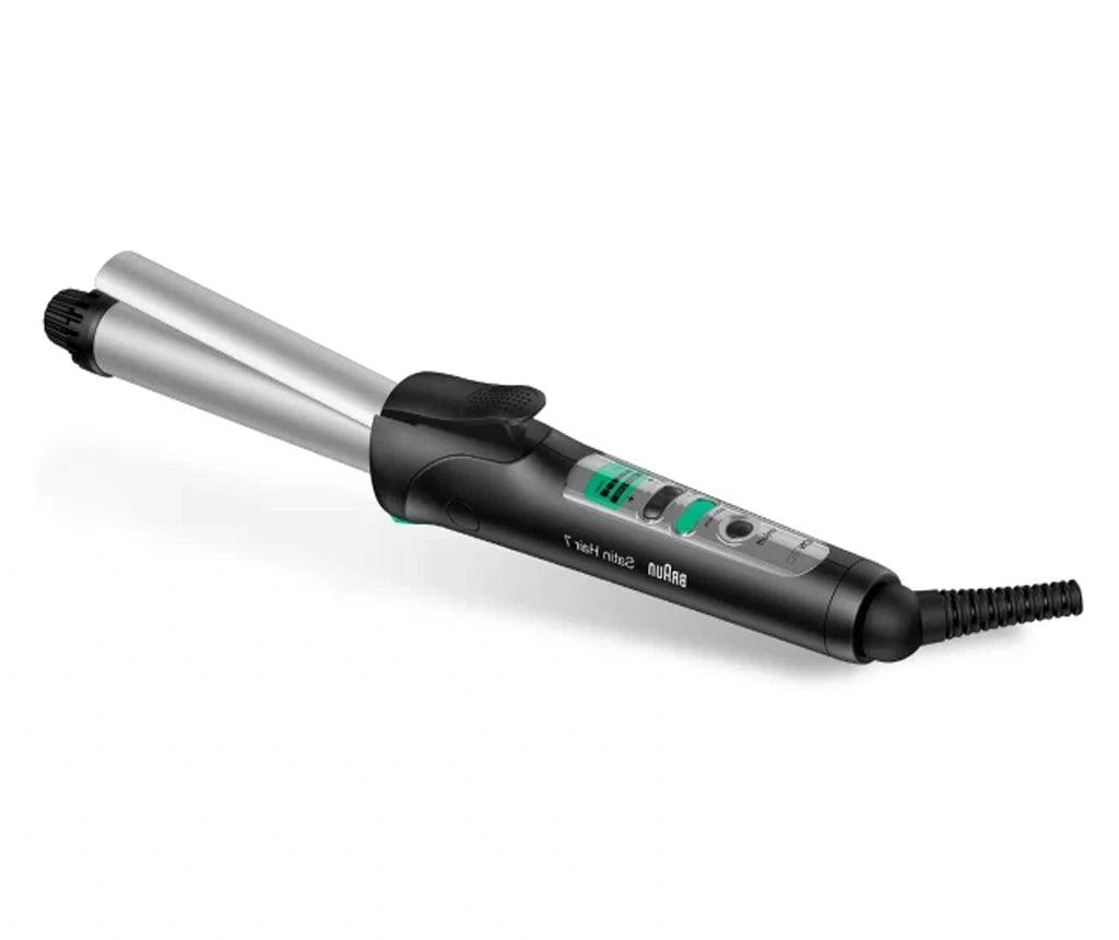 Ondulator Braun Satin Hair 7 IONTEC CU710, Înveliș ceramic, Tehnologie ionică, 185 de grade, Negru/Gri