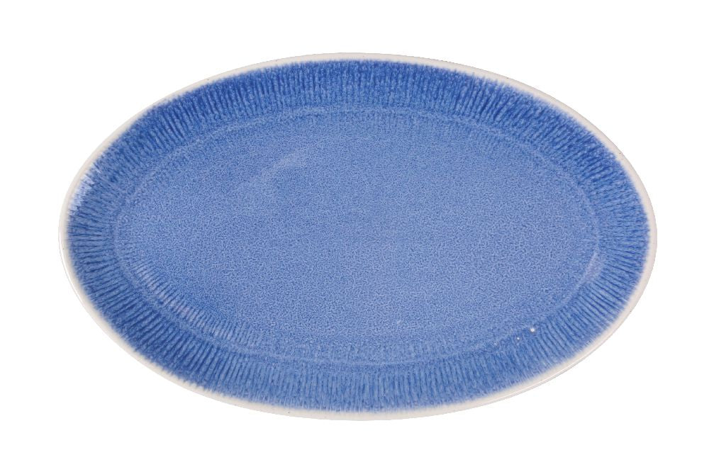 Farfurie ovala LA MEDITERRANEA Calobra Blue, 34x21 cm, portelan