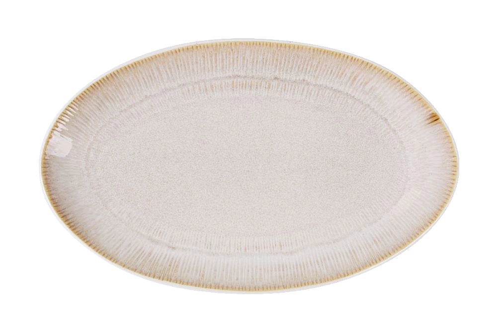 Farfurie ovala LA MEDITERRANEA Calobra Crema, 34x21 cm, portelan
