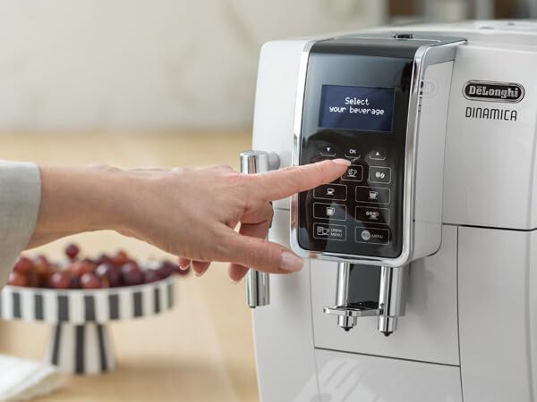 Espressor DeLonghi ECAM 350.35.W Dinamica, 1450W, 15 bar, rezervor de apă de 1,8 L, Alb