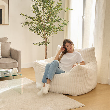 Fotoliu XL atmosphera Muzi, catifea, alb