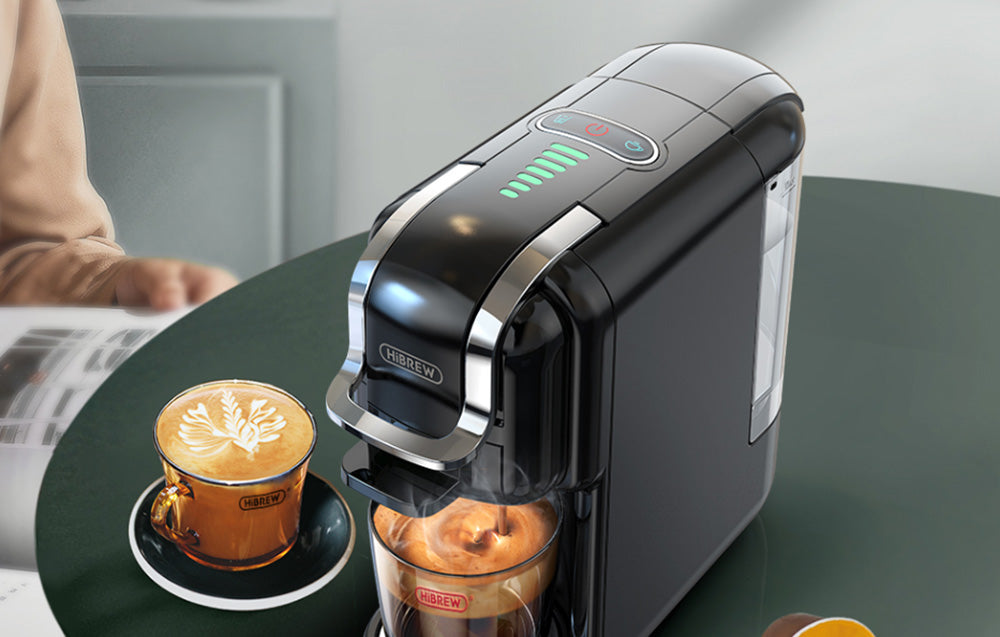 Espressor multifuncțional 5 în 1 Hibrew H2B pentru cafea măcinată, capsule Nespresso, Dolce Gusto, Lavazza, capsule Espresso, K-cup, 1450 w, 19 bar, negru