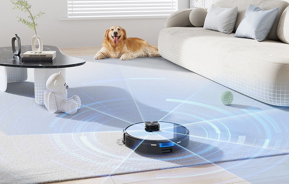 Aspirator robot cu stație Lubluelu SL60 Plus, 42 W, Mop, Navigație LiDAR, 2600 mAh, Negru,