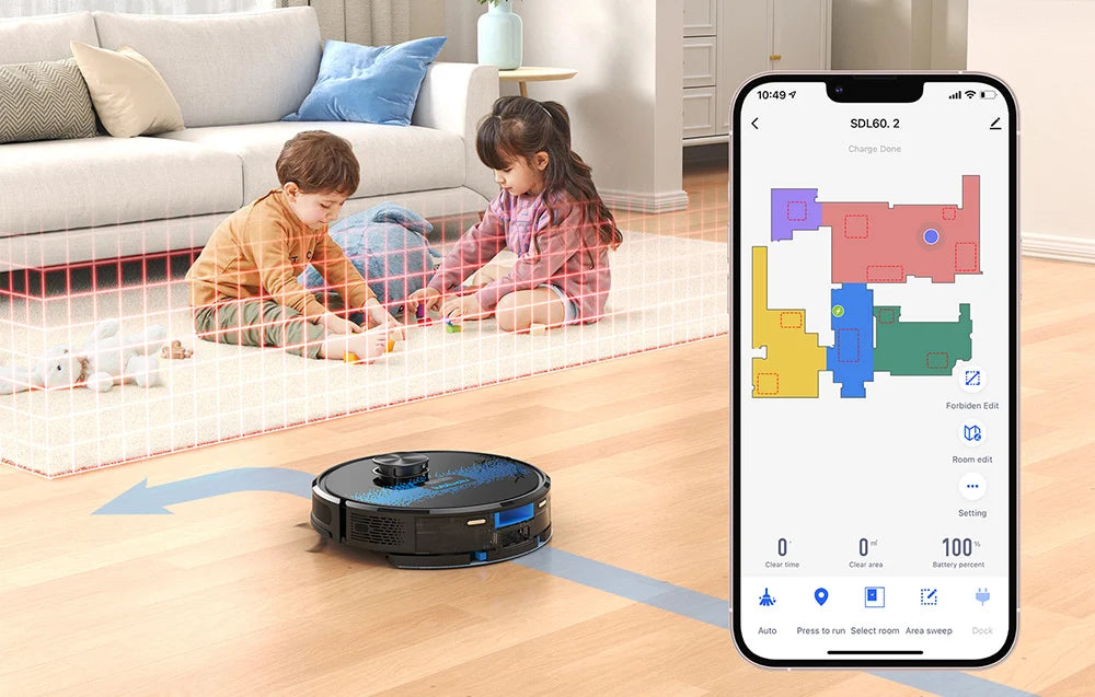 Aspirator robot Lubluelu SL60D, 42 W, Mop, Navigație LiDAR, 2600 mAh, Negru,