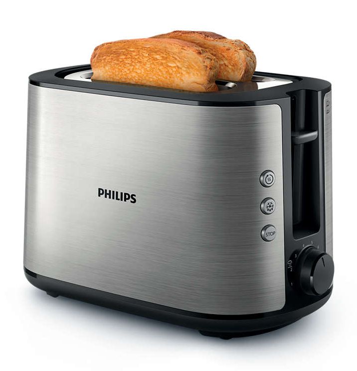 Prăjitor de pâine Philips Viva Collection HD2650/90, 950 W, 8 niveluri de prăjire, oțel inoxidabil, argintiu