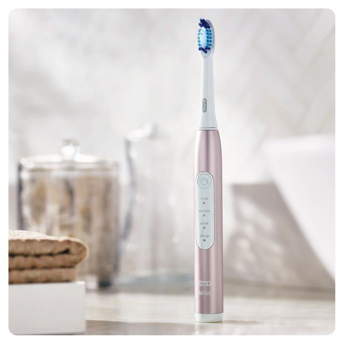 Set de două periuțe de dinți Oral-B Pulsonic Slim Luxe 4900 396369, Roz și Platinum