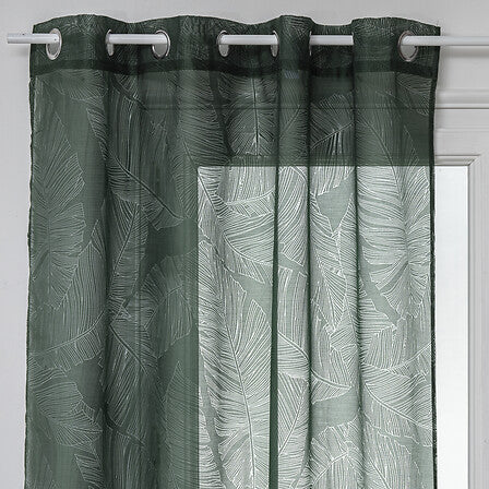 Dévo leaf sheer curtains 140 x 240 cm cedar green