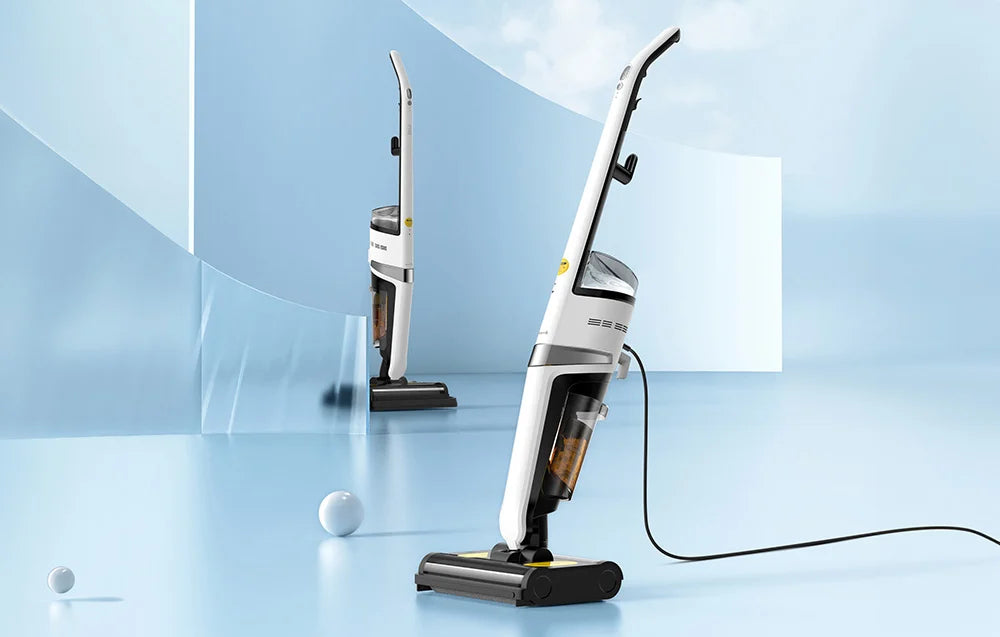 Aspirator vertical cu funcție de mop Deerma DEM-VX20W, 420W, Capacitate 500/600ml, IPX4, Alb