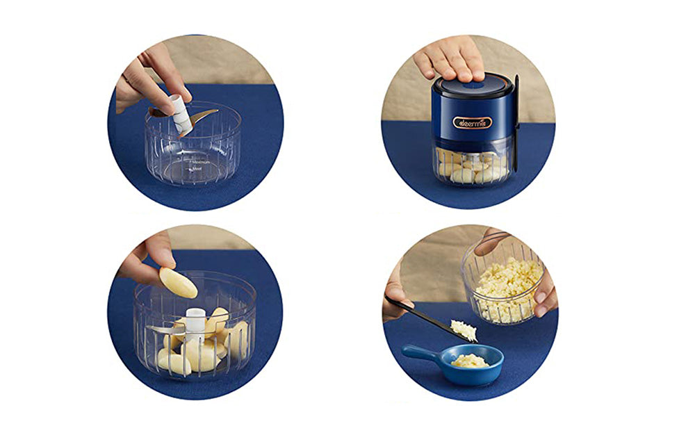 Tocător electric de legume Deerma JS100, 40W, 150 ml, Albastru