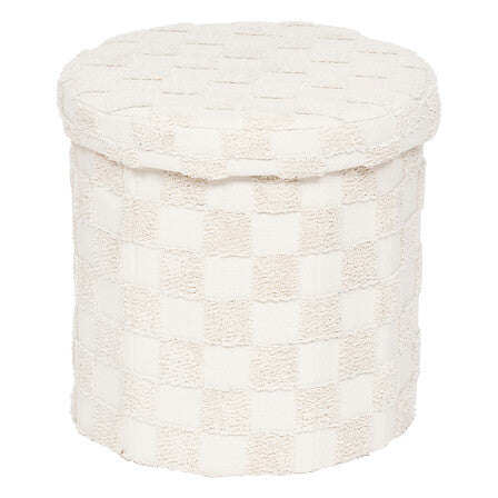 Puf cu atmosferă de depozitare Pasti, pliabil, alb, Ø38 cm