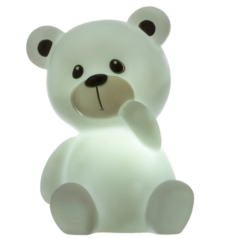 Lampă de noapte pentru copii Atmosphera, ursuleț de pluș, baterii incluse, 14 cm