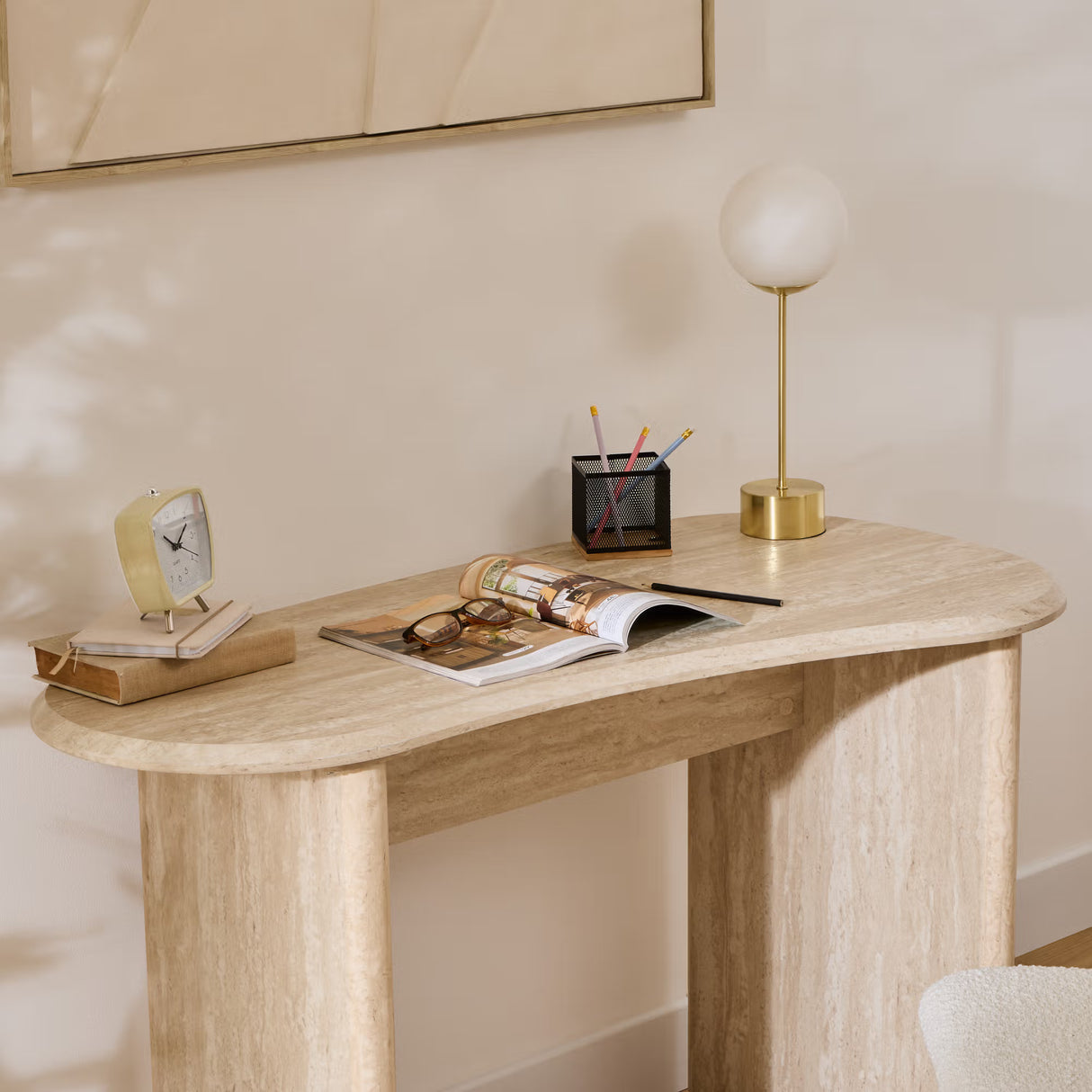 Birou Atmosphera Anaya, MDF, efect travertin, 120x60x75 cm