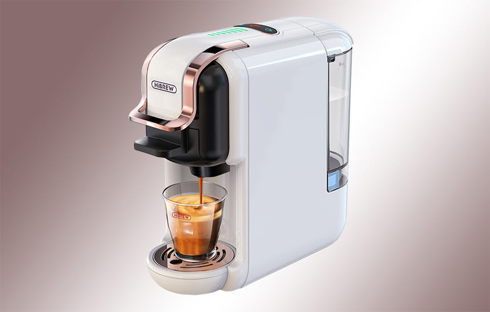 Espressor multifuncțional 5 în 1 Hibrew pentru cafea măcinată, capsule Nespresso, Dolce Gusto, Lavazza, capsule Espresso, K-cup, 1450 w, 19 bar, alb