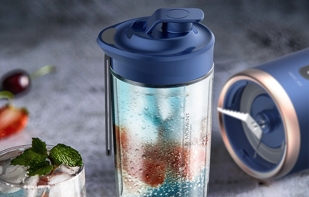 Blender fără fir Deerma NU06, 19.000 rpm, 400 ml, 1500 mAh, rezistent la apă, albastru închis