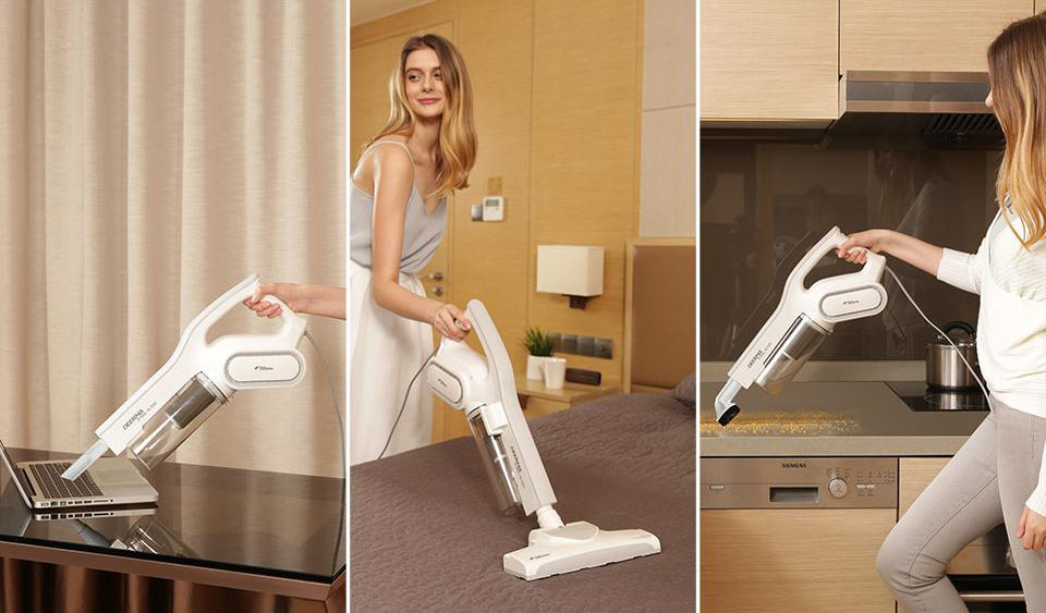 Aspirator vertical Deerma DX700 2 în 1, 75dB, Capacitate 0,8 l, Putere 600W, Alb