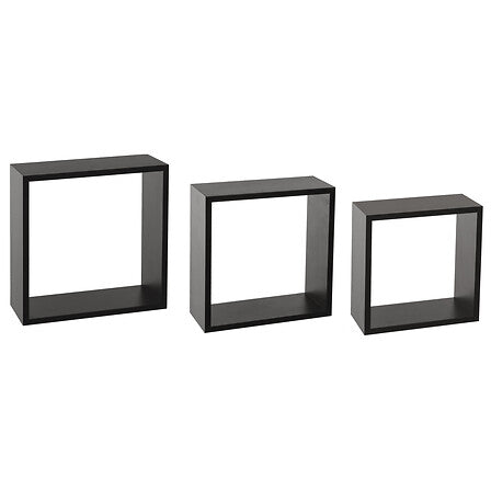 Стенни рафтове 5five Fixy, Комплект 3 броя, Куб, MDF, Черни