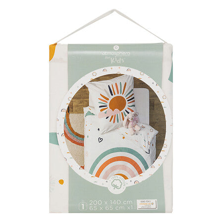 Lenjerie de pat reversibilă pentru copii Atmosphera Rainbow, 140x200 cm, bumbac