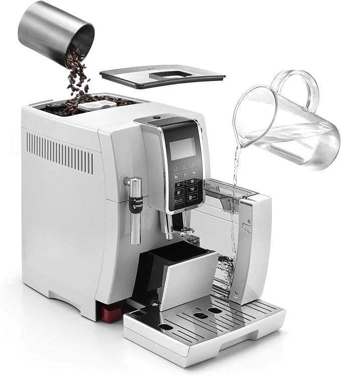 Espressor DeLonghi ECAM 350.35.W Dinamica, 1450W, 15 bar, rezervor de apă de 1,8 L, Alb