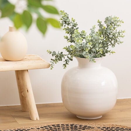 Vază Atmosphera Kian, 34 cm, Metal emailat, Alb