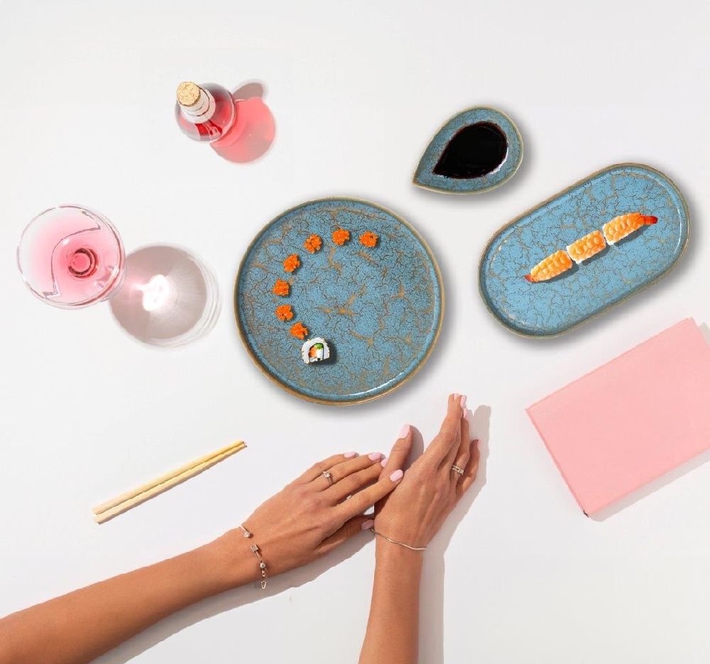 Farfurie principală LA MEDITERRANEA Scratch Blue, 25x2,5 cm, porțelan