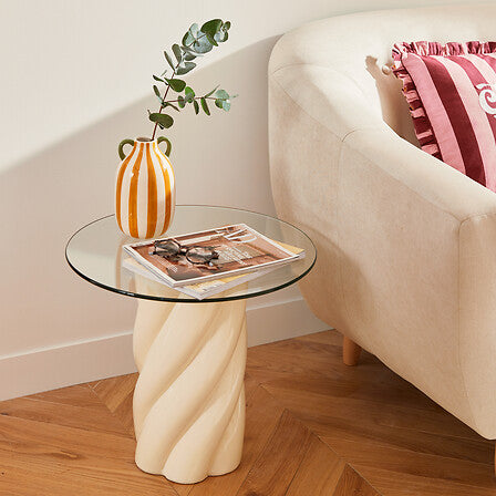 Masă de cafea Atmosphera Torsie, ivory, Ø50 cm