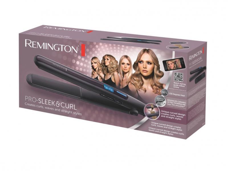 Ondulator de păr Remington S6505 PRO-SLEEK and CURL, acoperire ultra ceramică și turmalină, gri/violet