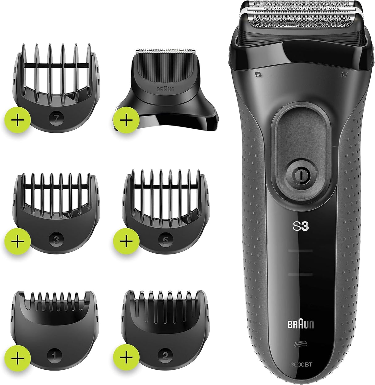 Aparat de ras Braun 3000BT Shave&Style 3 în 1, aparat de tuns, 5 accesorii de bărbierit, gri