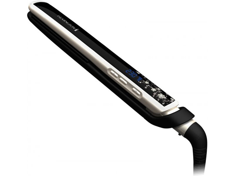 Placă de îndreptat părul Remington S9500, temperatură 235 grade, LCD, blocare ușoară, negru/gri