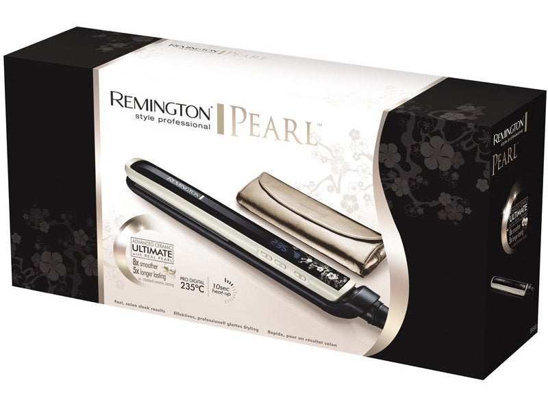 Placă de îndreptat părul Remington S9500, temperatură 235 grade, LCD, blocare ușoară, negru/gri