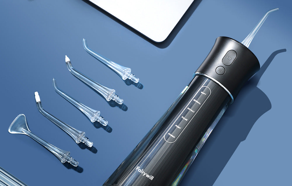 Irigator dentar FairyWill F30, 5 moduri, 300 ml, Negru