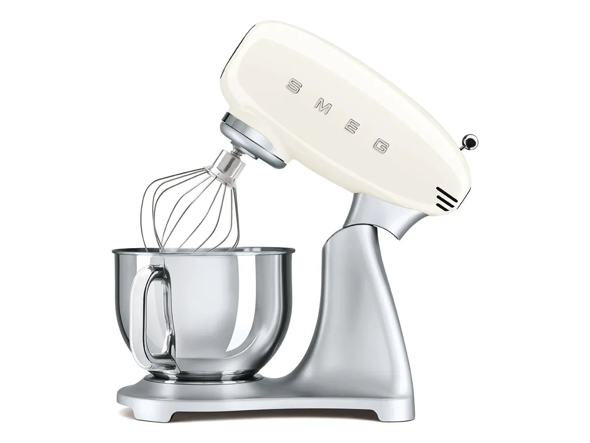 Mixer cu bol Smeg SMF02CREU, 800W, 4,8 l, Cremă/Argintiu