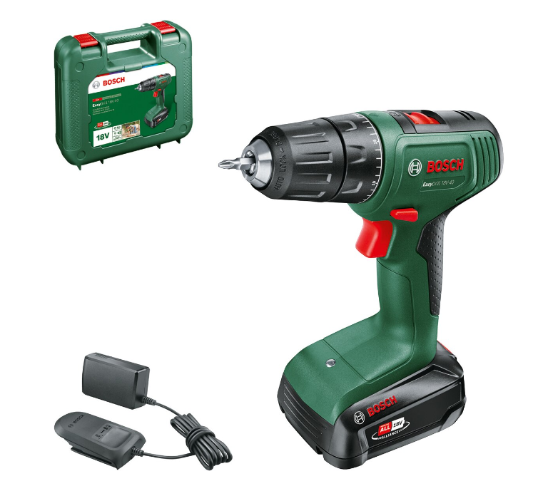 Mașină de găurit Bosch Easydrill, 18V-40, cu baterie, 1x 2.0Ah + încărcător AL18V-20, Verde