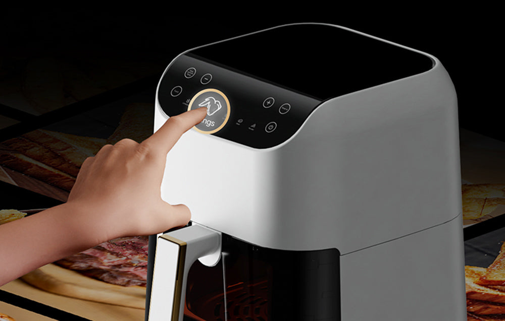 Friteuză cu aer cald Deerma DEM-KZ130W, 1300W, Capacitate 5,5 l, până la 200°C, 6 programe, Negru